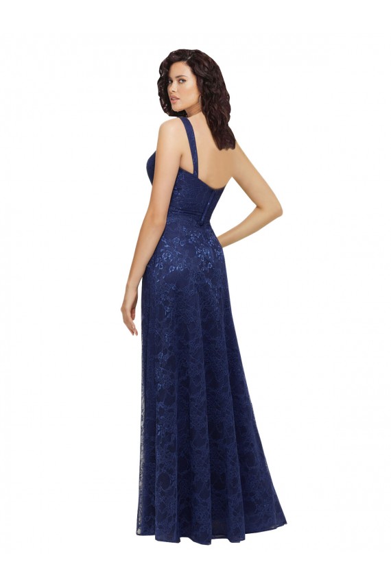 Lace Low Back Long V-Neck A-Line Bridesmaid Dress Plymouth