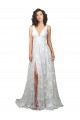 Lace Low Back Chapel Train V-Neck A-Line Wedding Dress Plymouth