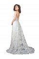 Lace Low Back Chapel Train V-Neck A-Line Wedding Dress Plymouth