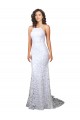 Lace Low Back Sweep Train High Neck Sheath Wedding Dress Plymouth