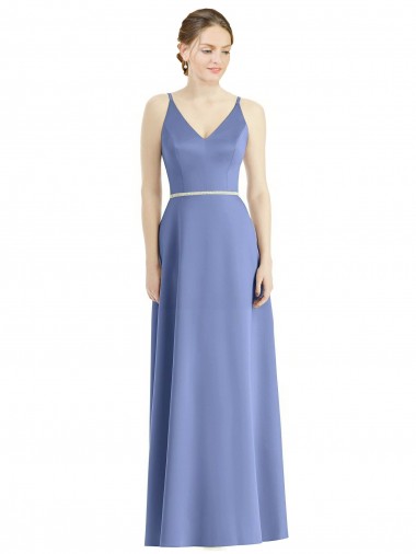 Satin Long Spaghetti Straps A-Line Bridesmaid Dress Plymouth