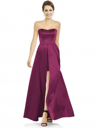 Satin Long Strapless A-Line Bridesmaid Dress Plymouth