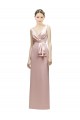 Satin V-Back Long V-Neck Sheath Bridesmaid Dress Plymouth