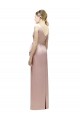 Satin V-Back Long V-Neck Sheath Bridesmaid Dress Plymouth