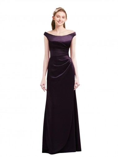 Satin Long Off the Shoulder A-Line Bridesmaid Dress Plymouth