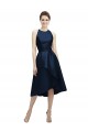Satin Tea Length Halter Neck A-Line High Low Bridesmaid Dress Plymouth