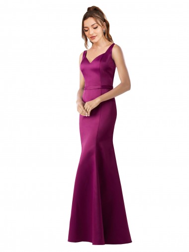 Satin Open Back Long Bateau Neck Sheath Black Tie Evening Gown / Prom Dress / Bridesmaid Dress Plymouth