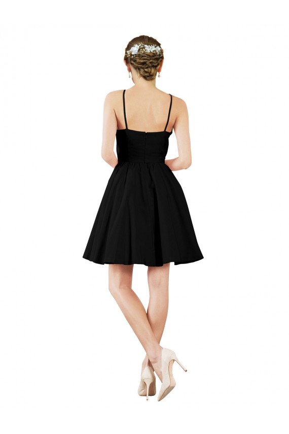 Satin Open Back Knee Length Halter Neck A-Line Bridesmaid Gown Plymouth