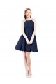 Satin Open Back Knee Length Halter Neck A-Line Bridesmaid Gown Plymouth