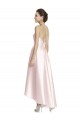 Satin Criss Cross Open Back Long Spaghetti Straps A-Line High Low Bridesmaid Dress Plymouth