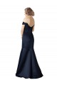 Satin Long Off the Shoulder Dark Navy Mermaid Prom Dress / Bridesmaid Dress Plymouth