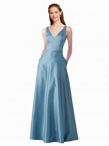 Satin Long High Neck A-Line Black Tie Prom Dress / Bridesmaid Dress Plymouth