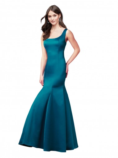 Satin Long Bateau Neck Mermaid Prom Dress / Bridesmaid Dress Plymouth