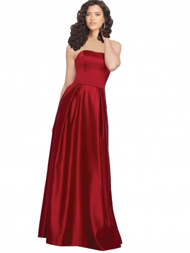 Satin Long Strapless A-Line Prom Dress / Bridesmaid Dress Plymouth