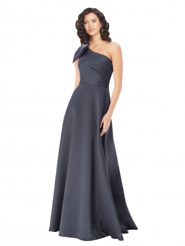 Satin Long One Shoulder A-Line Formal Evening Gown / Prom Dress / Bridesmaid Dress Plymouth