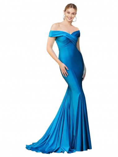 Satin Long Off the Shoulder Mermaid Formal Evening Gown / Prom Dress / Bridesmaid Dress Plymouth