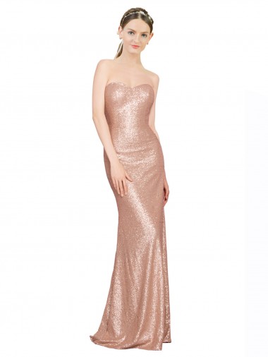 Sequin Low Back Long Sweetheart A-Line Formal Evening Gown / Prom Dress / Bridesmaid Dress Plymouth