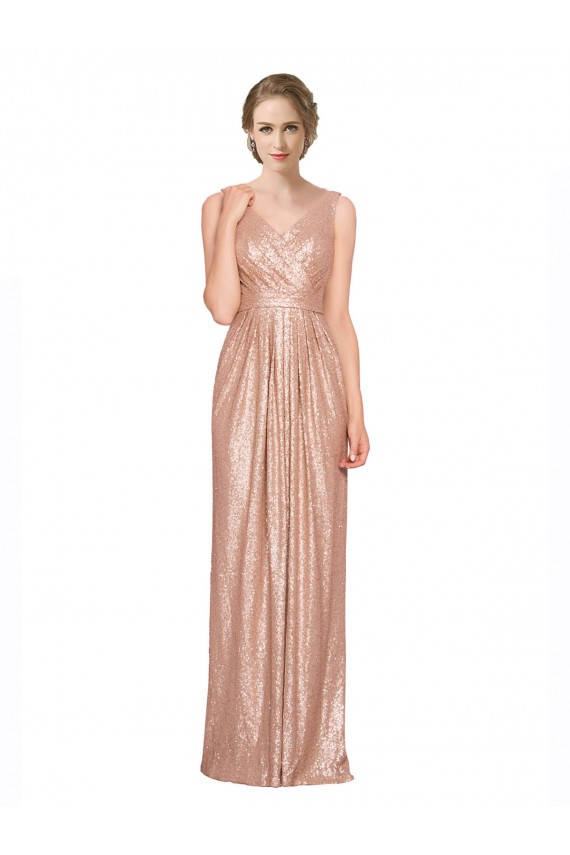 Sequin Long V-Neck Sheath Bridesmaid Dress / Evening Dress Plymouth