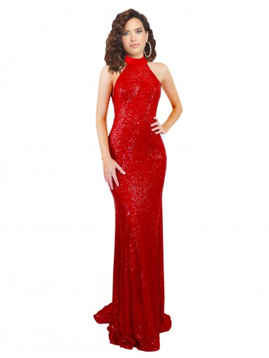 Sequin Open Back Long Halter Neck Mermaid Formal Evening Gown / Prom Dress / Bridesmaid Dress Plymouth