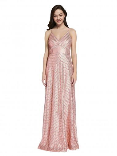Sequin Low Back Long V-Neck Sheath Formal Evening Gown / Prom Dress / Bridesmaid Dress Plymouth