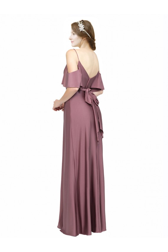 Silk like Satin Low Back Long Off the Shoulder Sheath Formal Evening Gown / Prom Dress / Bridesmaid Dress Plymouth