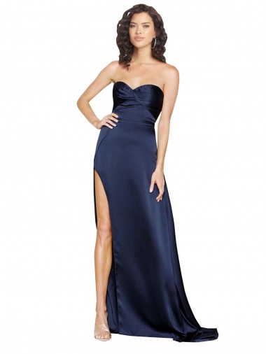Silk like Satin Low Back Long Sweetheart A-Line Formal Evening Gown / Prom Dress / Bridesmaid Dress Plymouth