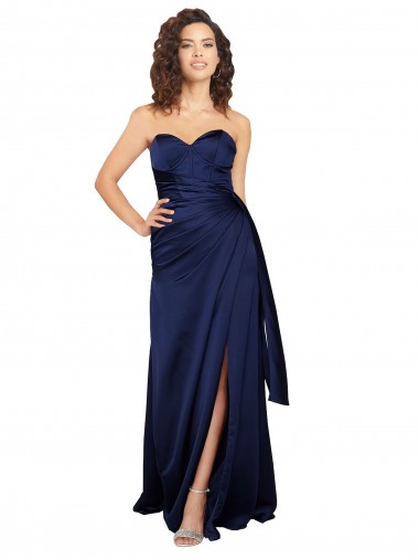 Silk like Satin Long Sweetheart A-Line Formal Evening Gown / Prom Dress / Bridesmaid Dress Plymouth