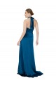 Silk like Satin Open Back Long Halter Neck Peacock Blue A-Line Formal Evening Gown / Prom Dress / Bridesmaid Dress Plymouth
