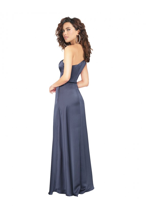 Silk like Satin Long One Shoulder Dusk A-Line Formal Evening Gown / Prom Dress / Bridesmaid Dress Plymouth