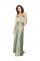 Silk like Satin V-Back Long V-Neck A-Line Formal Evening Gown / Bridesmaid Dress Plymouth