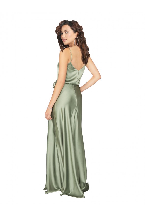 Silk like Satin V-Back Long V-Neck A-Line Formal Evening Gown / Bridesmaid Dress Plymouth