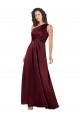 Silk like Satin Long One Shoulder Burgundy A-Line Formal Evening Gown / Prom Dress / Bridesmaid Dress Plymouth