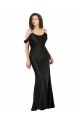 Silk like Satin Low Back Long Off the Shoulder Black A-Line Formal Dress / Bridesmaid Dress Plymouth