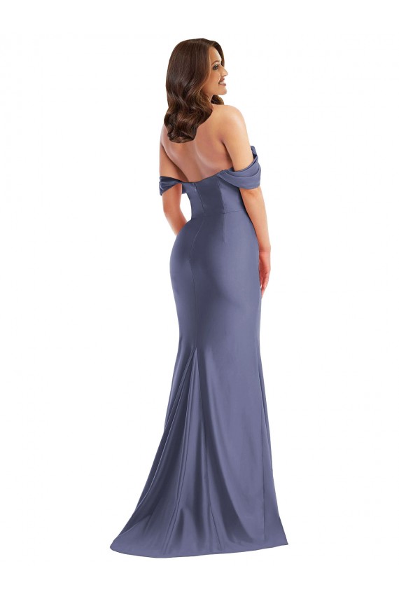 Silk like Satin Low Back Long Off the Shoulder Mermaid Black Tie Plus Size Evening Gown / Prom Dress / Bridesmaid Dress Plymouth