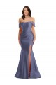 Silk like Satin Low Back Long Off the Shoulder Mermaid Black Tie Plus Size Evening Gown / Prom Dress / Bridesmaid Dress Plymouth
