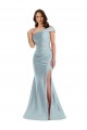 Silk like Satin Long One Shoulder Light Sky Blue Mermaid Formal Evening Gown / Prom Dress / Bridesmaid Dress Plymouth