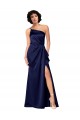 Silk like Satin Long One Shoulder A-Line Black Tie Evening Gown / Prom Dress / Bridesmaid Dress Plymouth