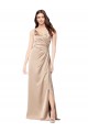 Silk like Satin Low Back Long Spaghetti Straps Champagne Pink A-Line Formal Evening Gown / Prom Dress / Bridesmaid Dress Plymouth