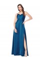 Silk like Satin Low Back Long Spaghetti Straps Peacock Blue A-Line Formal Evening Gown / Prom Dress / Bridesmaid Dress Plymouth