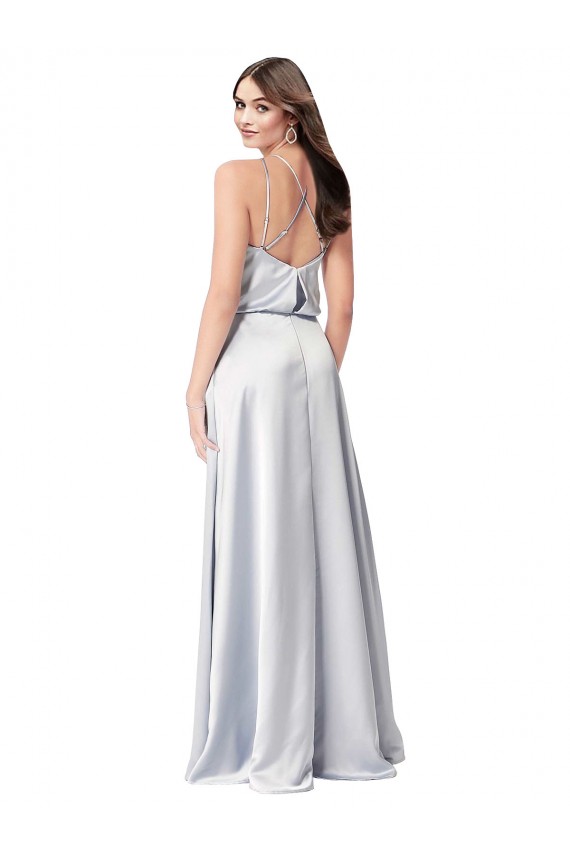 Silk like Satin Low Back Long Halter Neck A-Line Formal Evening Gown / Bridesmaid Dress Plymouth