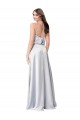 Silk like Satin Low Back Long Halter Neck A-Line Formal Evening Gown / Bridesmaid Dress Plymouth