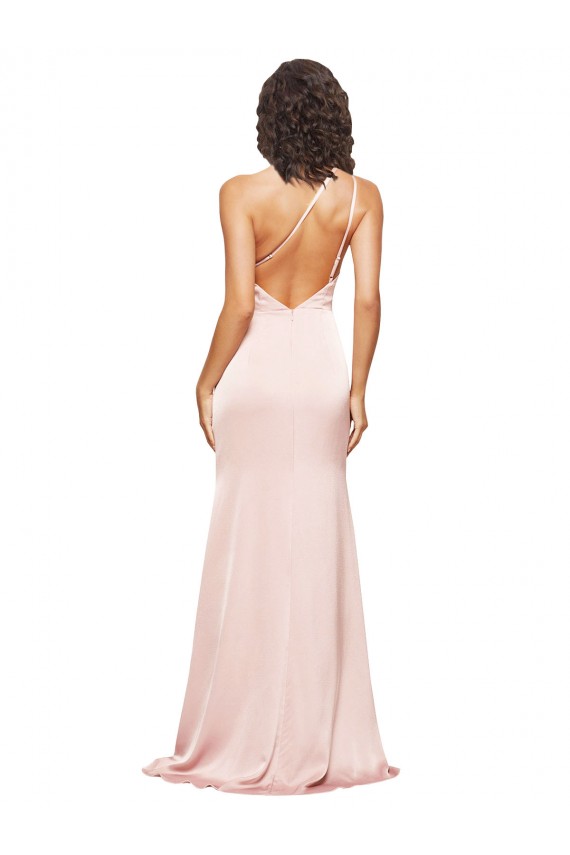 Silk like Satin Low Back Long One Shoulder Sheath Formal Evening Gown / Prom Dress / Bridesmaid Dress Plymouth