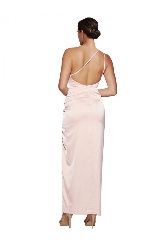 Silk like Satin Low Back Long One Shoulder A-Line Semi Formal Evening Dress / Prom Dress / Bridesmaid Dress Plymouth