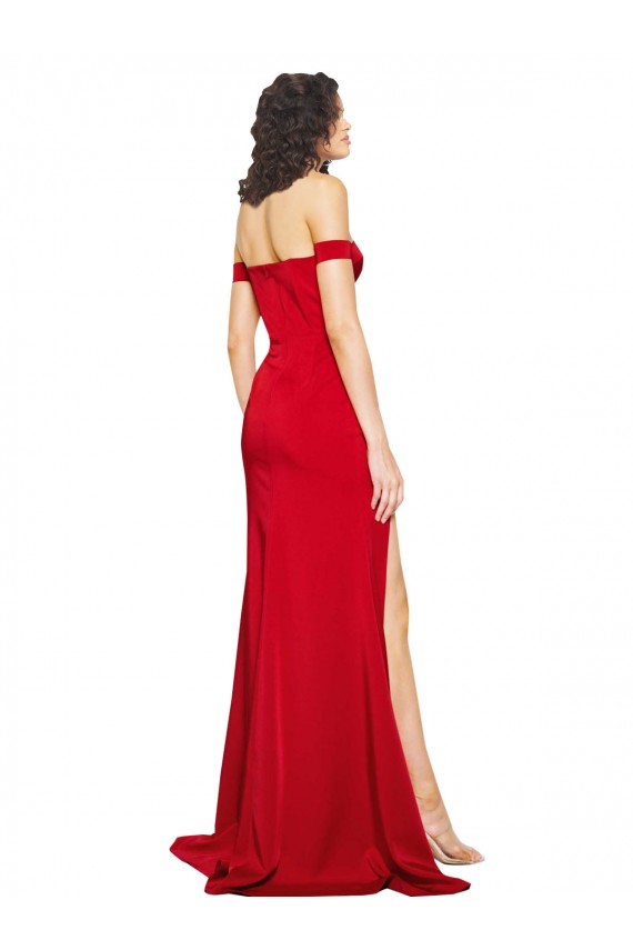 Silk like Satin Long Off the Shoulder Red A-Line Formal Evening Gown / Prom Dress / Bridesmaid Dress Plymouth