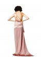 Silk like Satin Open Back Long One Shoulder A-Line Formal Evening Gown / Prom Dress / Bridesmaid Dress Plymouth