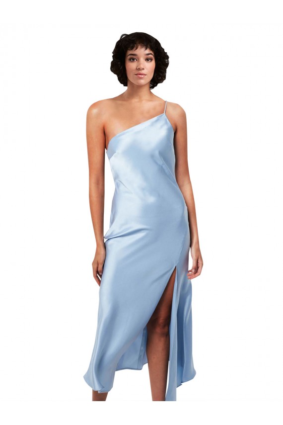 Silk like Satin Midi Length One Shoulder A-Line Formal Evening Gown / Prom Dress / Bridesmaid Dress Plymouth