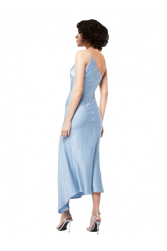 Silk like Satin Midi Length One Shoulder A-Line Formal Evening Gown / Prom Dress / Bridesmaid Dress Plymouth