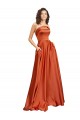 Silk like Satin Low Back Sweep Train Round Neck A-Line Formal Evening Gown / Prom Dress / Bridesmaid Dress Plymouth