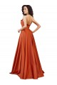 Silk like Satin Low Back Sweep Train Round Neck A-Line Formal Evening Gown / Prom Dress / Bridesmaid Dress Plymouth