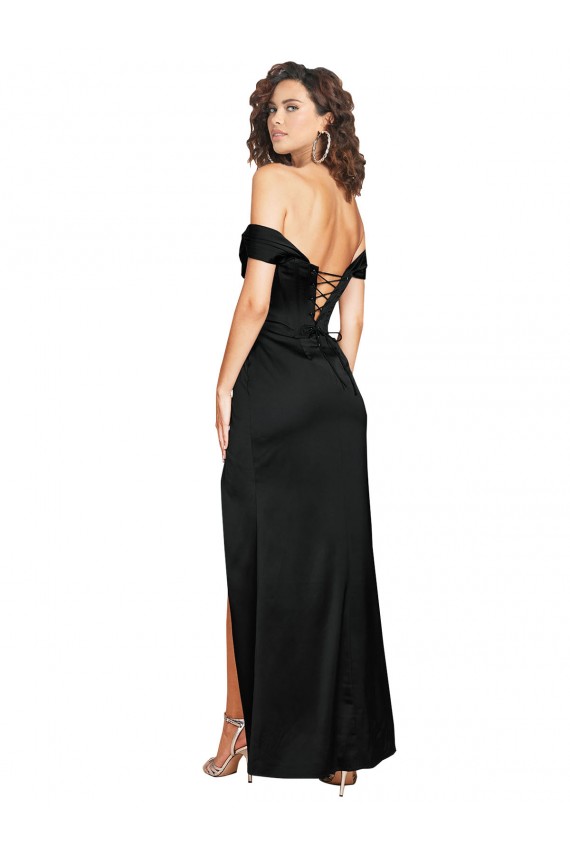 Silk like Satin Low Back Long Sweetheart A-Line Black Tie Evening Gown / Prom Dress / Bridesmaid Dress Plymouth